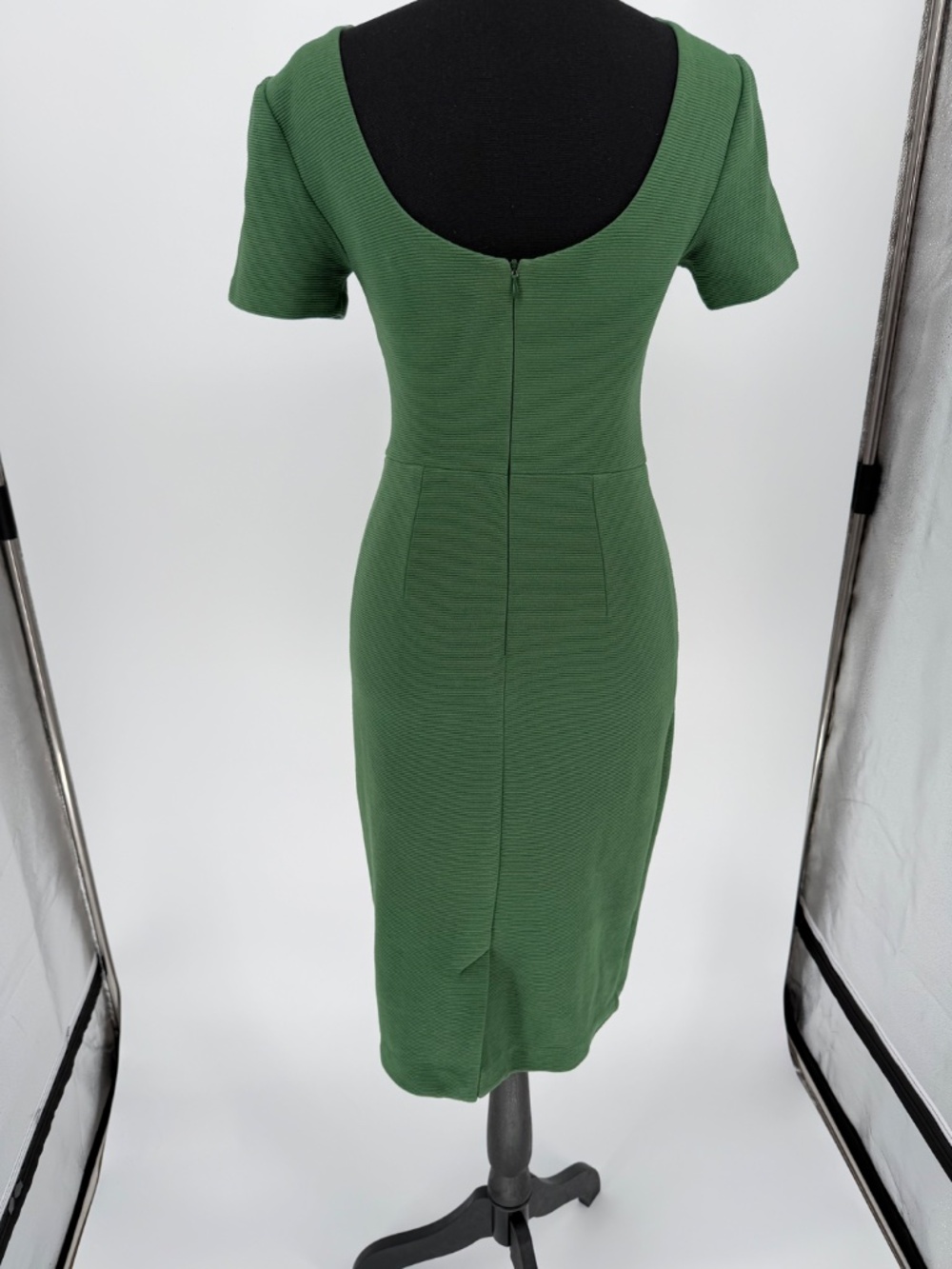 Boden Green Textured Ribbed Ottoman Knit Short Sleeve Sheath Dress 4P - Picture 7 of 8